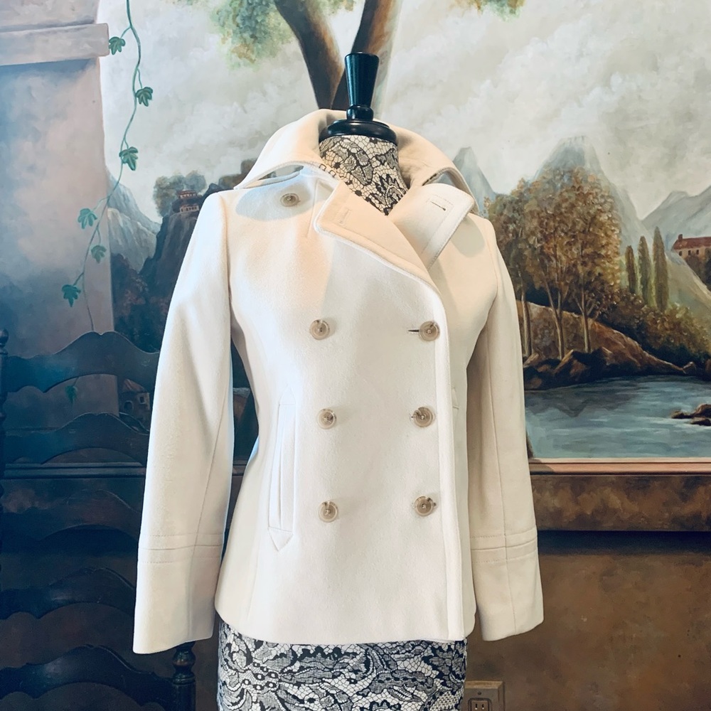✨💛 J Crew Ivory Wool Pea Coat ✨ Size S 💛 Fall Jacket Alert 🚨